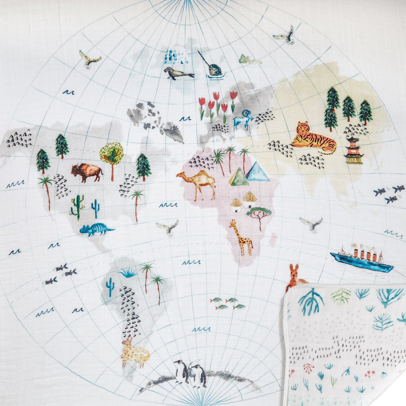 Aden + Anais: Classic Dream Blanket - Around The World - Engineered Map image