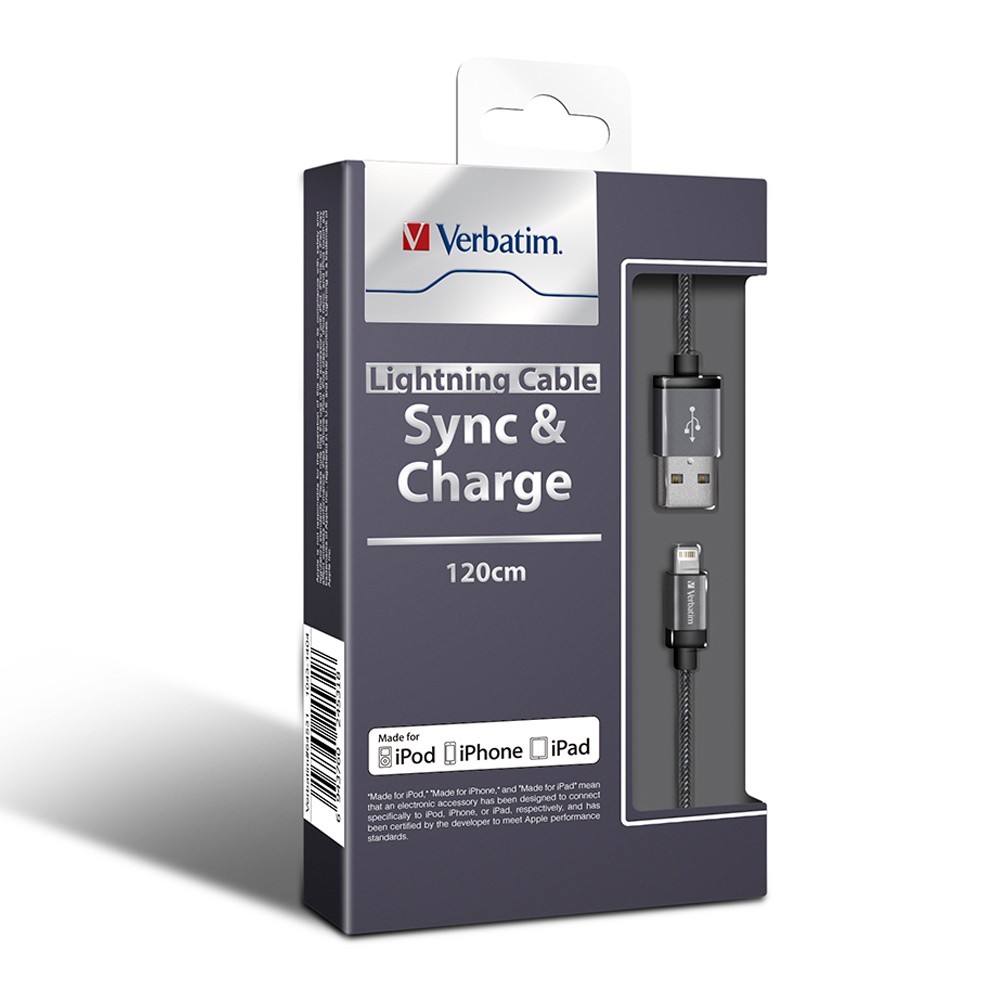 Verbatim Metallic Charge & Sync Lightning Cable - Space Grey image