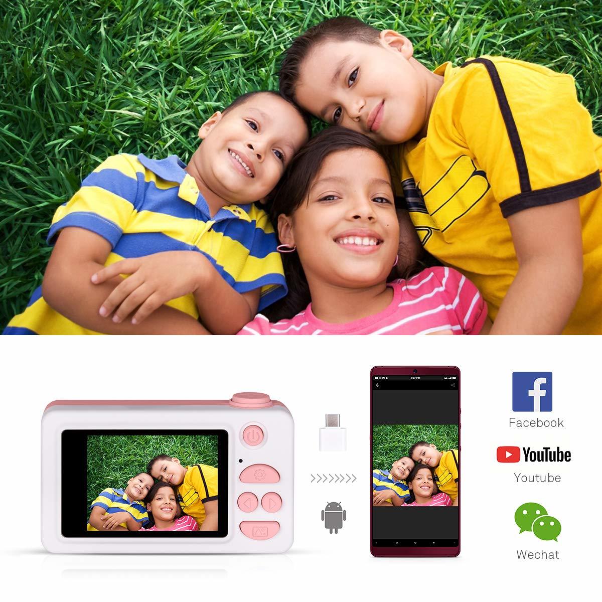 kids Digital Camera 1080P with 8GB SD Card - Pink Pig image