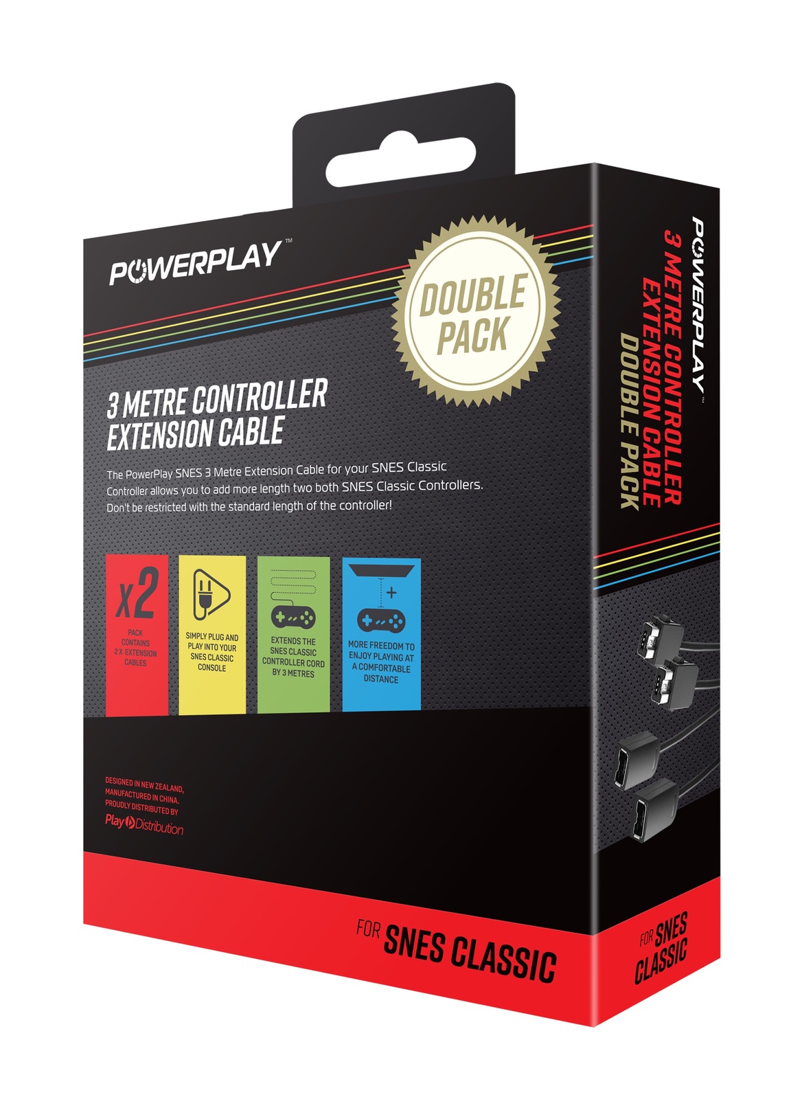 PowerPlay SNES 3M Extension Cable (Double Pack) for image