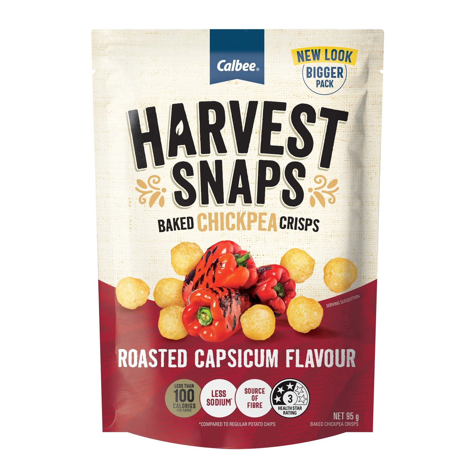 Calbee Harvest Snaps Chickpea Roasted Capsicum 95gm (12 Pack) at