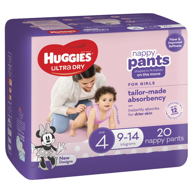 Buy Huggies Ultra Dry Nappy Girl Pants Size 4 at Mighty Ape NZ