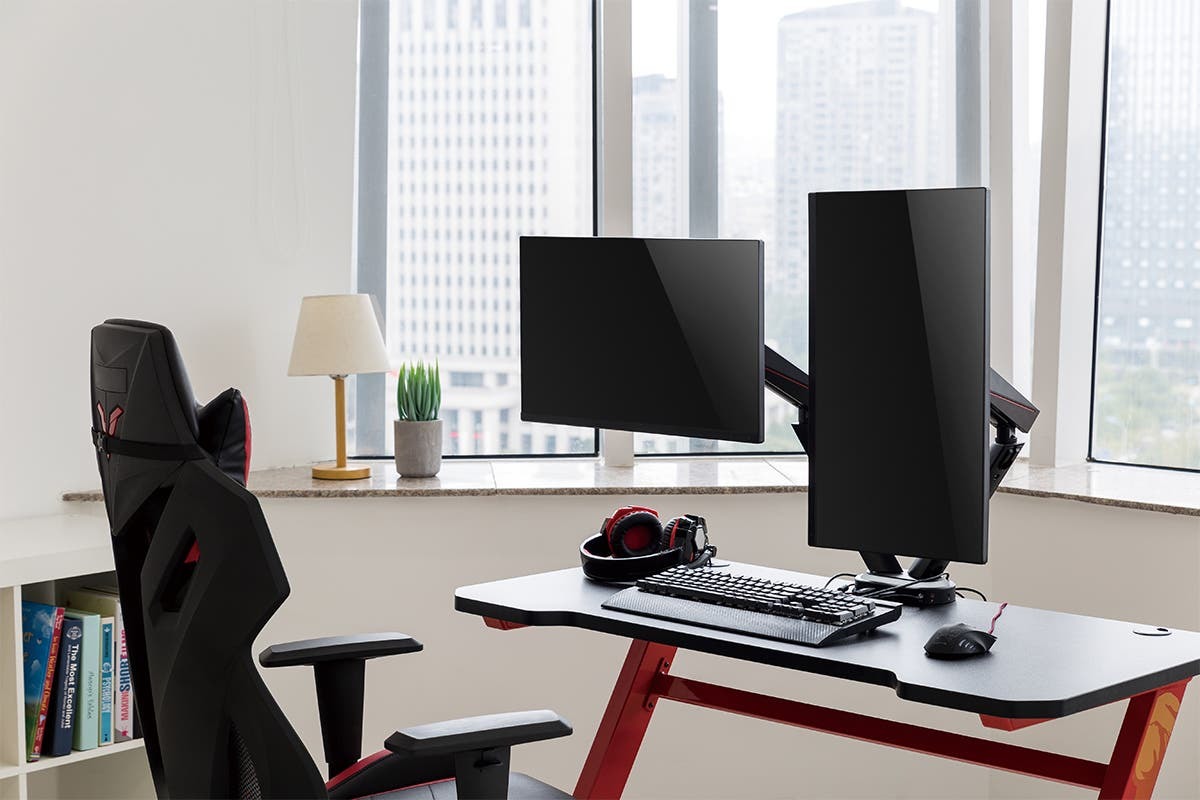 Kogan Dual Full Motion SpringAssisted RGB Gaming Monitor Mount with