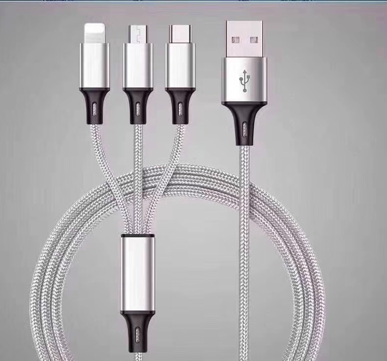 3-in-1 Charging Cable - Grey (1.2m)