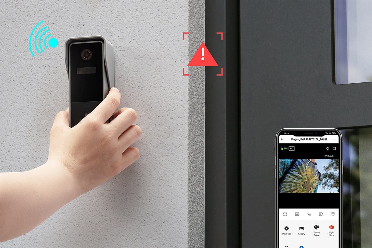 Kogan SmarterHome Security Camera Doorbell 3 Pro (Space Grey) at