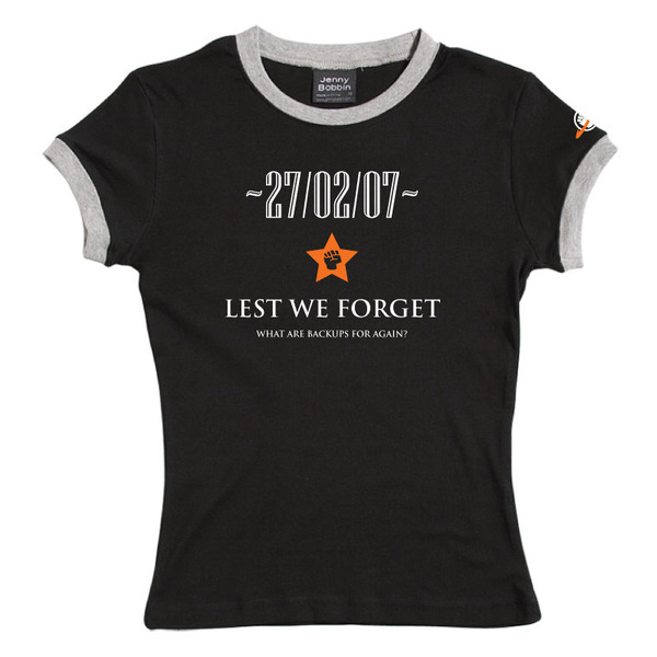 Lest We Forget - Female Ringer Tee (Black) Size 8