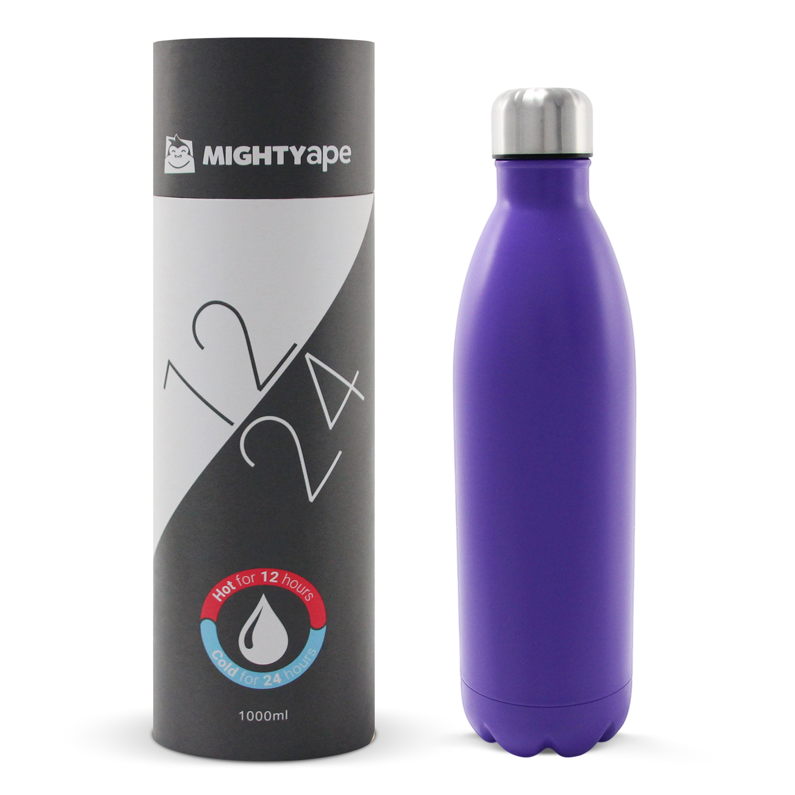 Insulated Stainless Steel Bottle 1L Purple