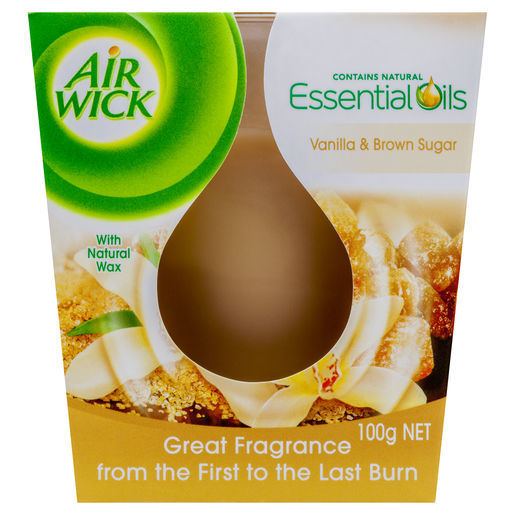 Airwick Essential Oils Scented Candle - Vanilla & Brown Sugar (100g)