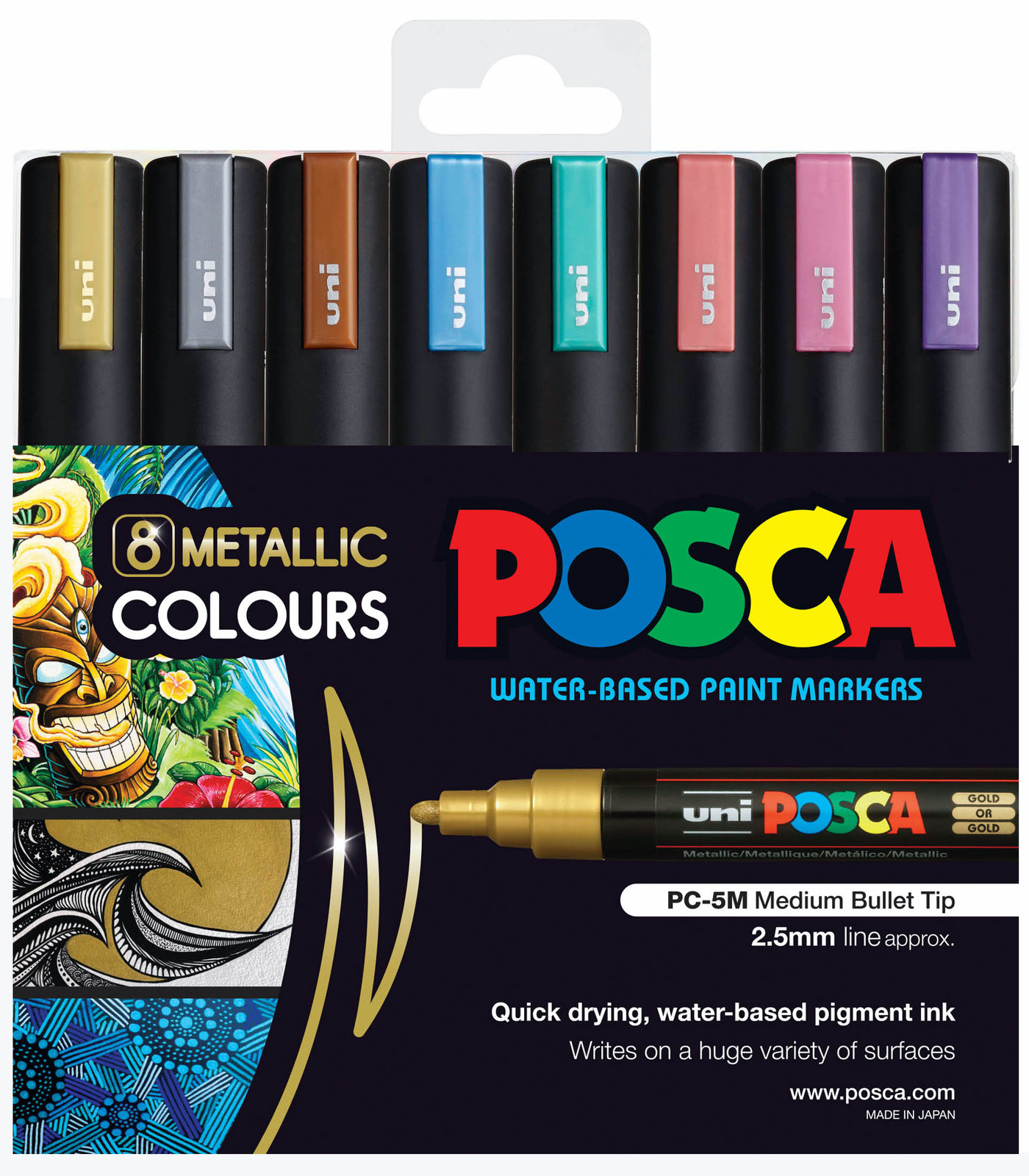 Buy Uni Posca Marker 1.82.5mm Medium Bullet Metallic PC5M (8 Piece
