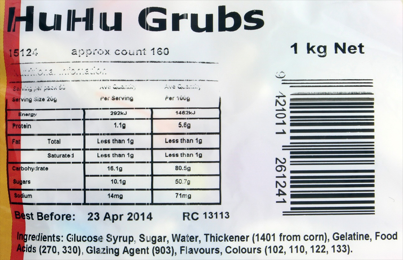 Huhu Grubs Lollies 1kg - Rainbow Confectionery image