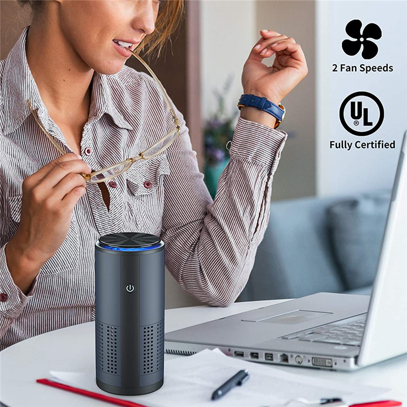 Low Noise USB Rechargeable Portable Air Purifier Odor Eliminator Navy