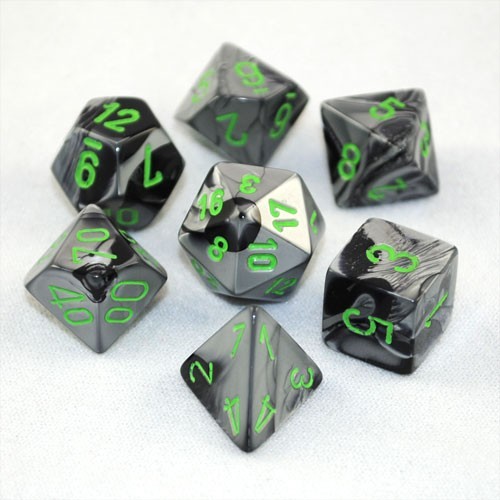 Chessex Gemini Polyhedral Dice Set Black-Grey/Green image