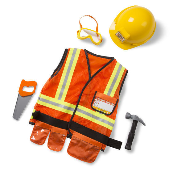 Melissa & Doug: Construction Worker Costume Role Play Set image