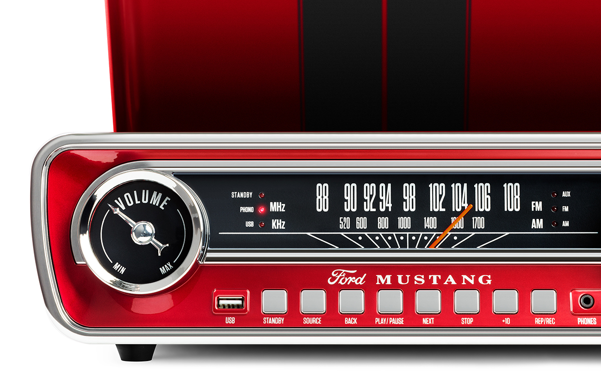 ION Mustang LP 4-in-1 Classic Car-Styled Music Center (Red) image
