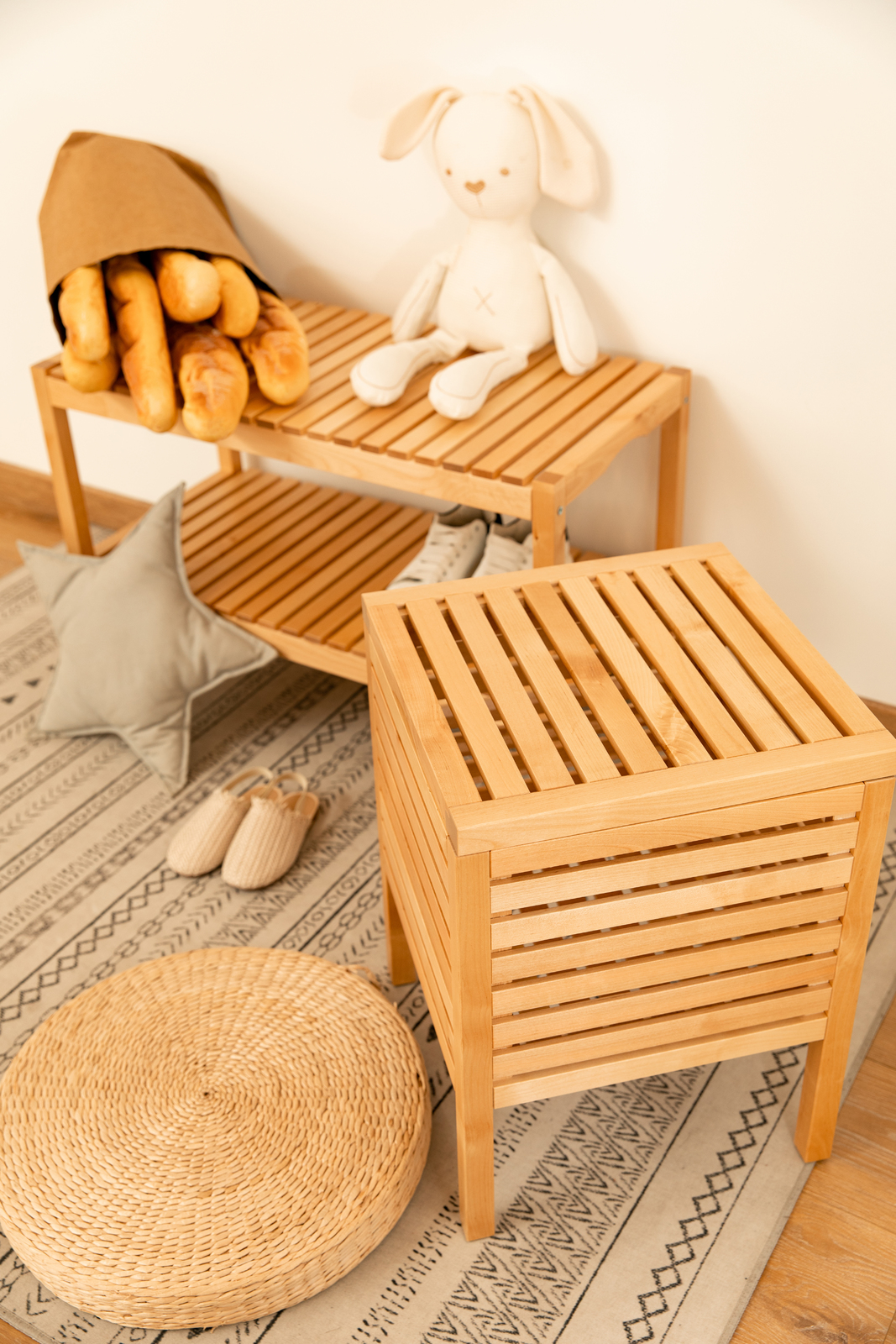Buy Solid Birch Wood Storage Cube Stool at Mighty Ape NZ