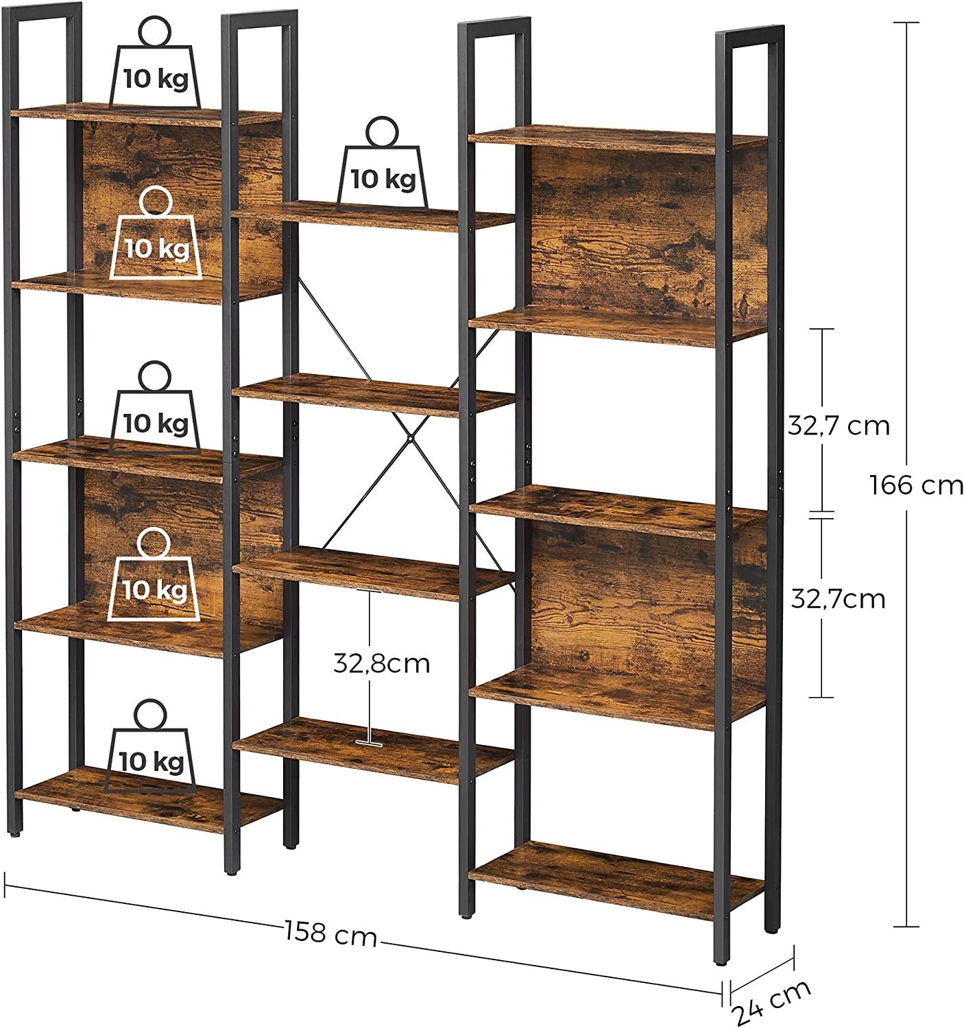 Buy Vasagle Industrial 14 Shelves Large Bookshelf at Mighty Ape NZ