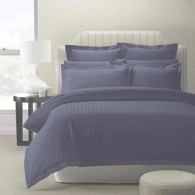 1200 Thread Count Damask Stripe Sheet Set King (Blue Fog) at Mighty