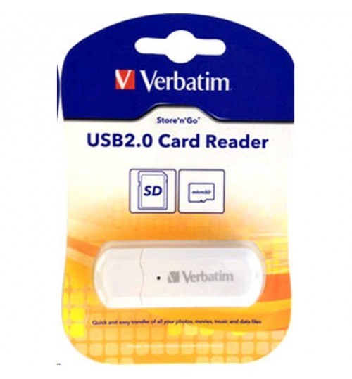 Verbatim USB 2.0 SD & microSD Card Reader (White) image