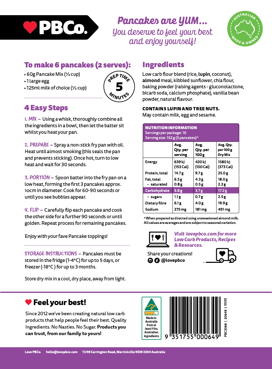 PBCo. Low Carb Pancake & Pikelet Mix 300g image