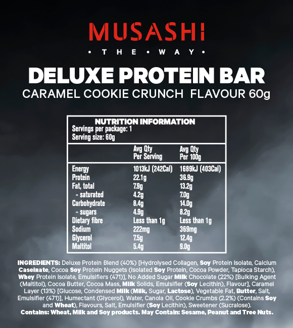 Buy Musashi Deluxe Protein Bar Caramel Cookie Crunch (12x60g) at