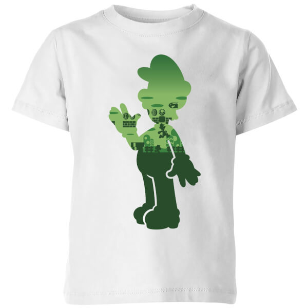 Nintendo Super Mario Luigi Silhouette Kids' T-Shirt - White - 5-6 Years image