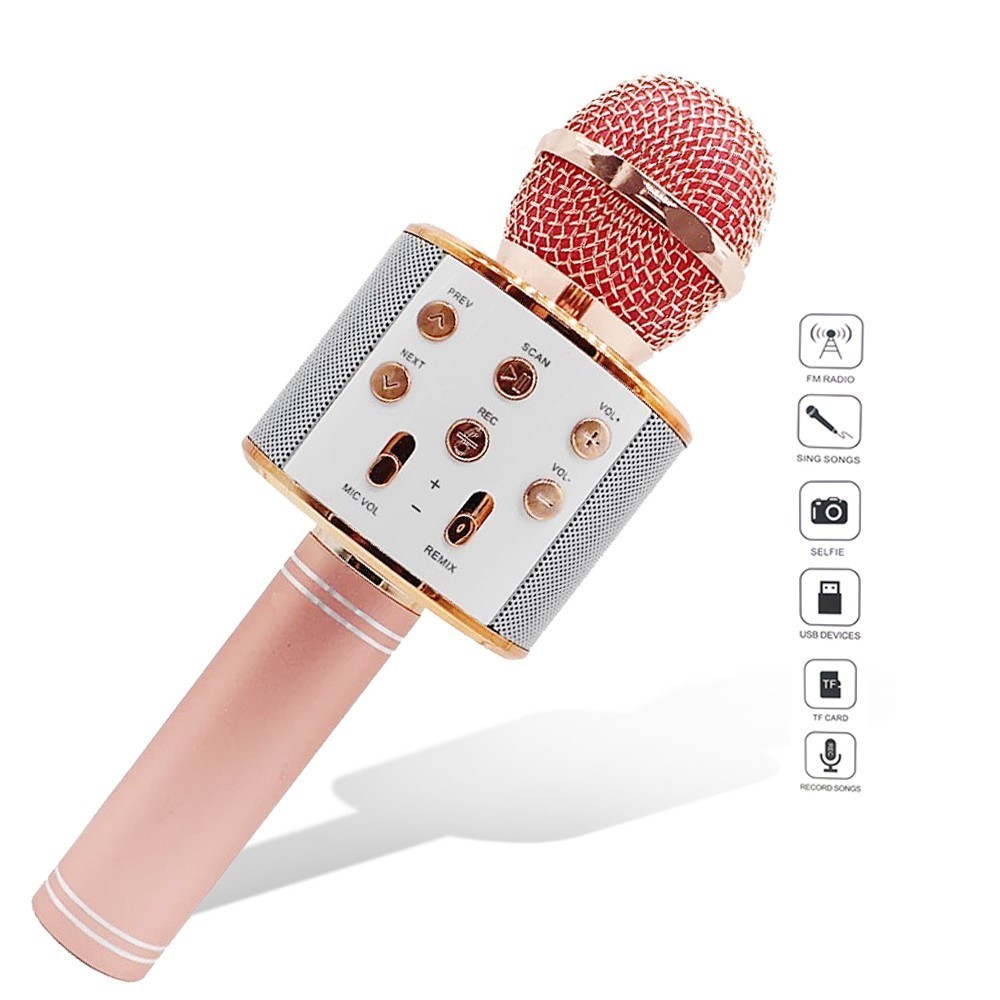 Karaoke Microphone with Bluetooth Speaker - Rose Gold image