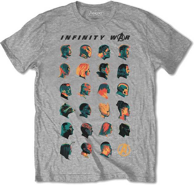 Avengers Infinity War Head Profiles Mens Grey TS: XXL image