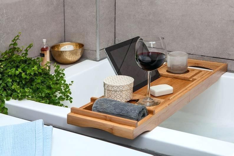 Bamboo Extending Bath Caddy - Natural image