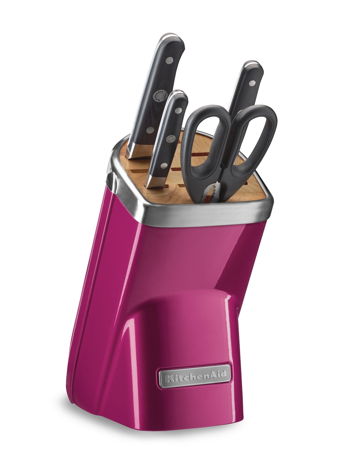 KitchenAid Knife Block Raspberry Ice (5 Piece Set) at Mighty Ape