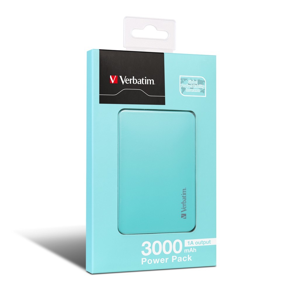 Verbatim Compact Li-Polymer 3,000 mAh Power Pack (Sky Blue)