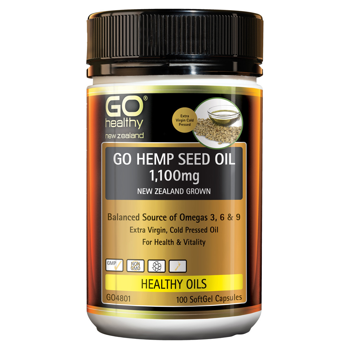 GO Healthy: GO Hemp Seed Oil 1100mg Capsules (100's) image