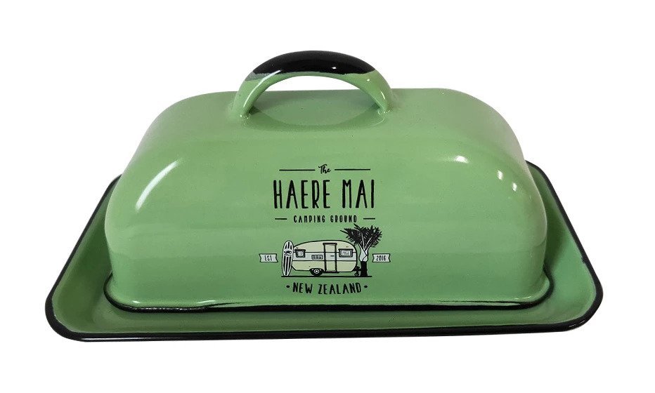 Moana Road: Haere Mai Enamel Butter Dish