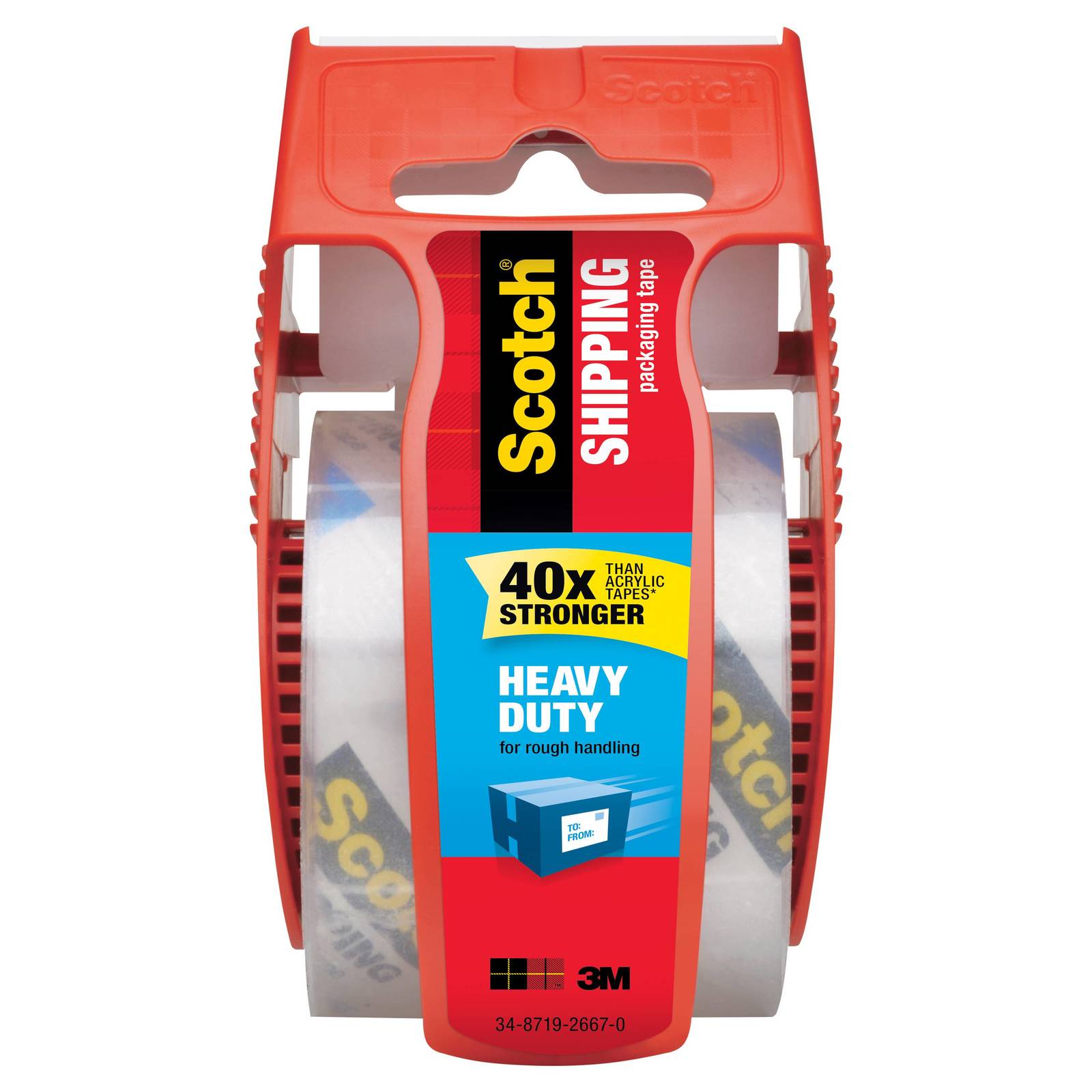 Scotch® Heavy Duty Shipping Packaging Tape with Dispenser - Clear (48mm x 50m) image