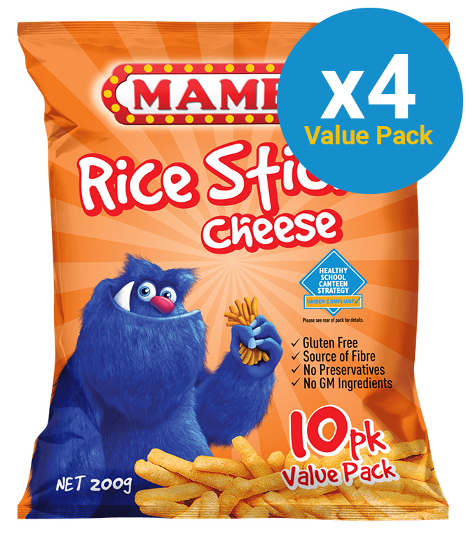 Mamee Cheese Flavoured Rice Sticks 20g (4 X 10 Packs) at Mighty Ape NZ