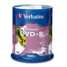 Verbatim DVD+R 4.7GB 100Pk White InkJet 16x