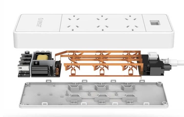 Orico 6 Way Outlet Surge Protector Power Board with 4 x USB image