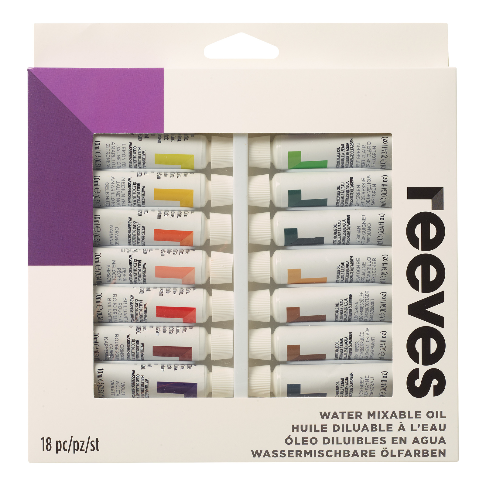 Reeves Water Mixable Oil Colour Paints - Set of 18 (10ml) image