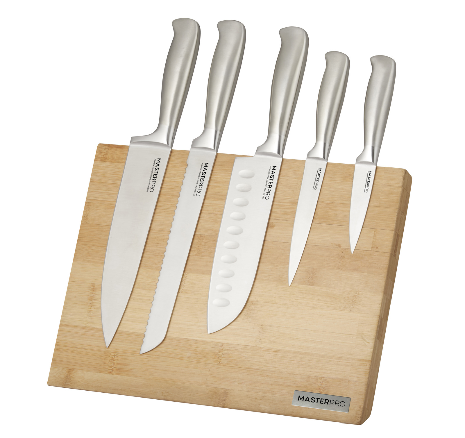 MasterPro: Mitama Knife Block 6 Piece Set (20cm Chef/20cm Bread/18cm Santoku/12.5cm Utility/9cm Paring/Block 28x23x16cm) image