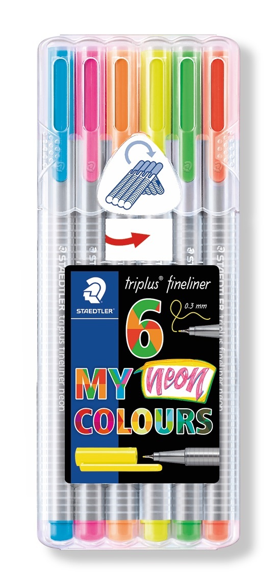 Staedtler: Triplus Fineliners 334 - Triangular Neon Pencils (Pack of 6)