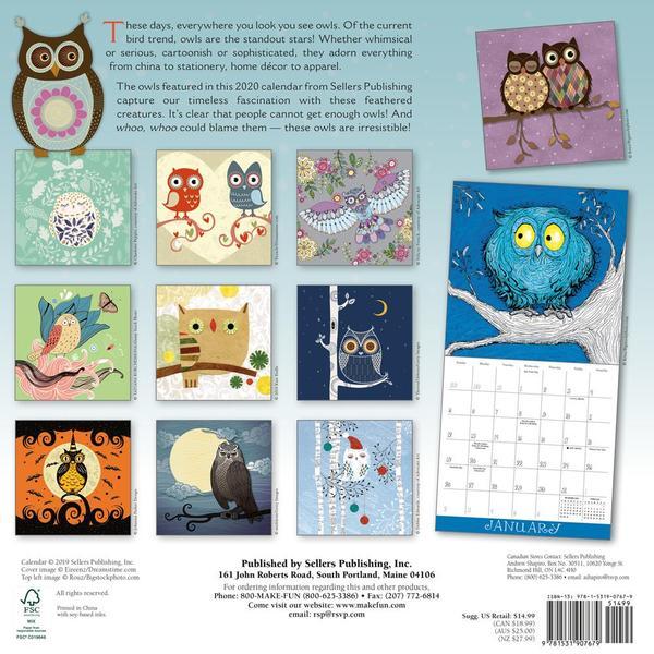 Simply Owls 2020 Square Wall Calendar by Sellers Publishing image