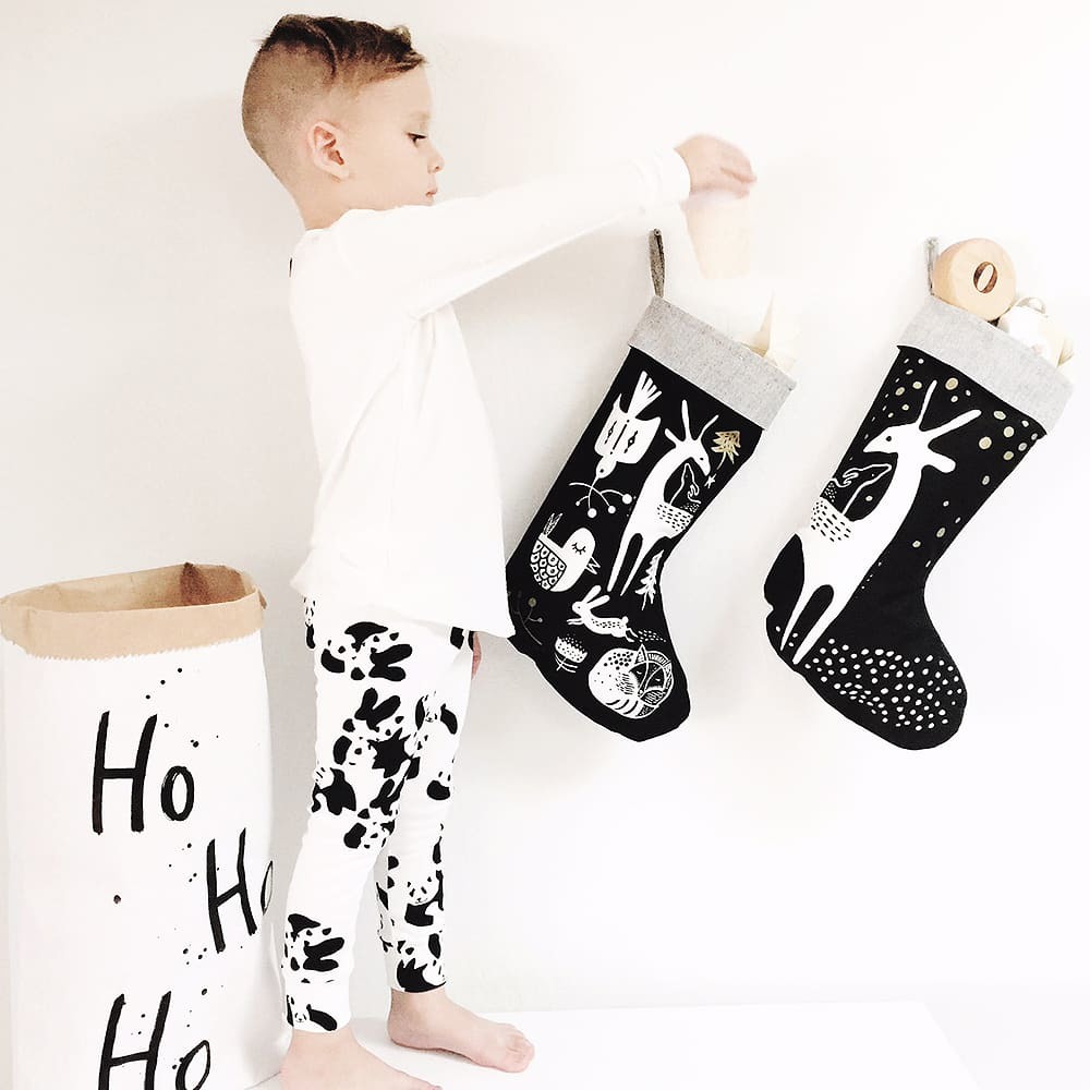 Organic Holiday Stocking - Black On White image