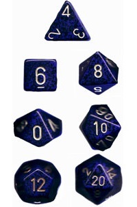 Chessex - Polyhedral Dice Set - Golden Colbalt Speckled image