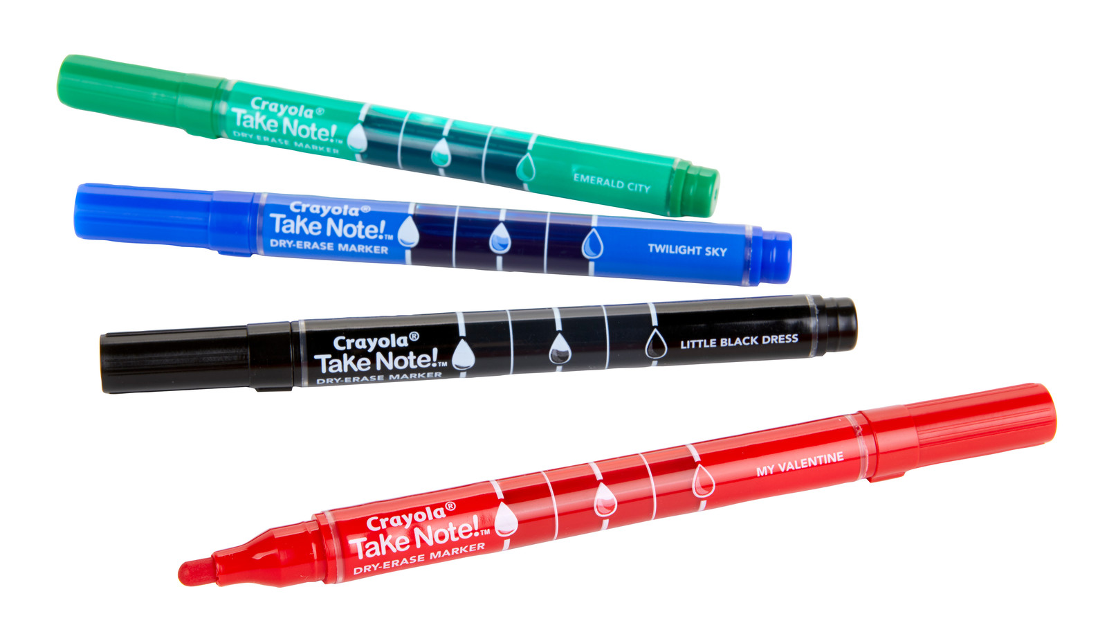 Crayola: Take Note - Fineline Bullet Tip Whiteboard Markers - Black,Blue,Red,Green image