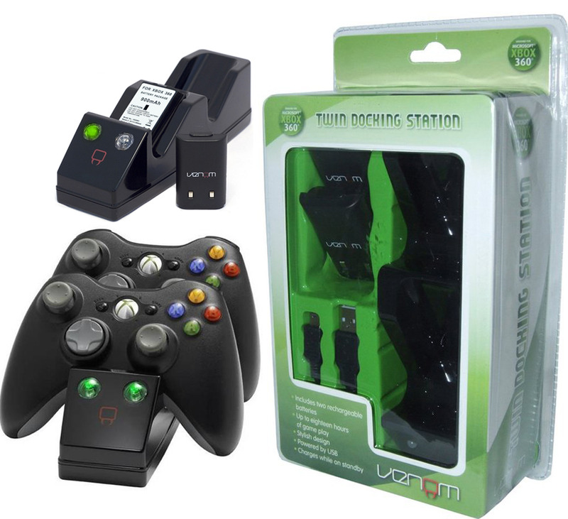 Venom Xbox 360 Twin Charging Dock - with 2 Rechargeable Batteries on X360