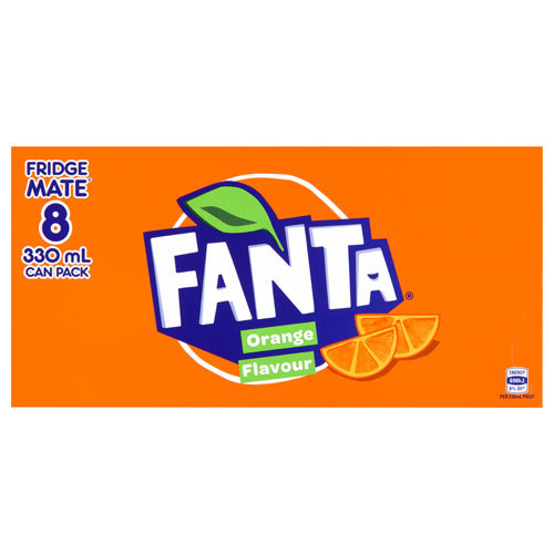 Fanta Orange Soft Drink Cans - 8 Pack (330ml)