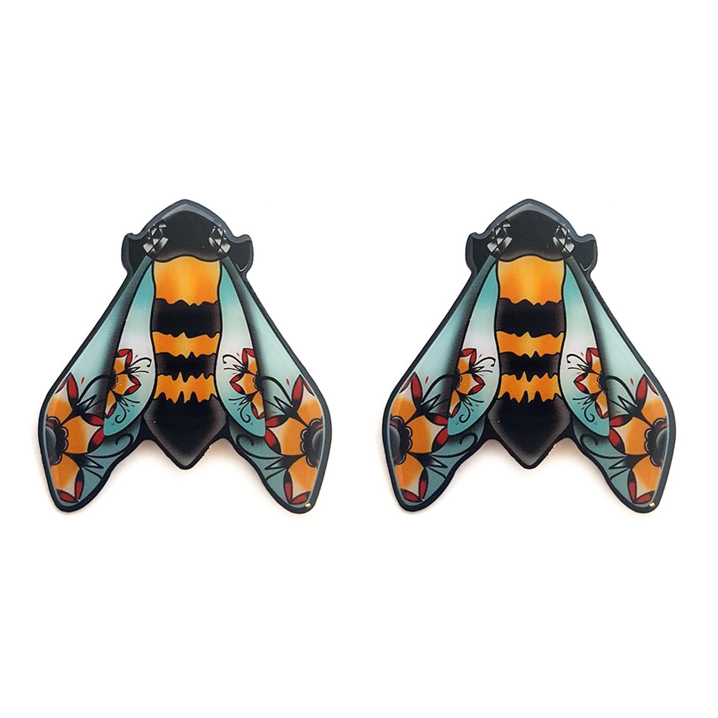 Painted Bumble Bee Stud Earrings image