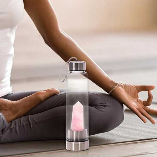 Crystal Energy Water Bottle Rose Quartz at Mighty Ape NZ