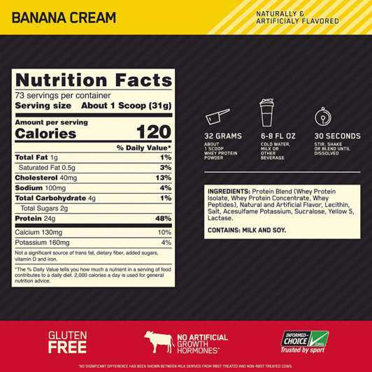 Optimum Nutrition Gold Standard 100% Whey - Banana Cream (2.27kg) image