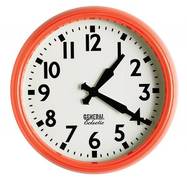 General Eclectic Retro School Clock (Orange)