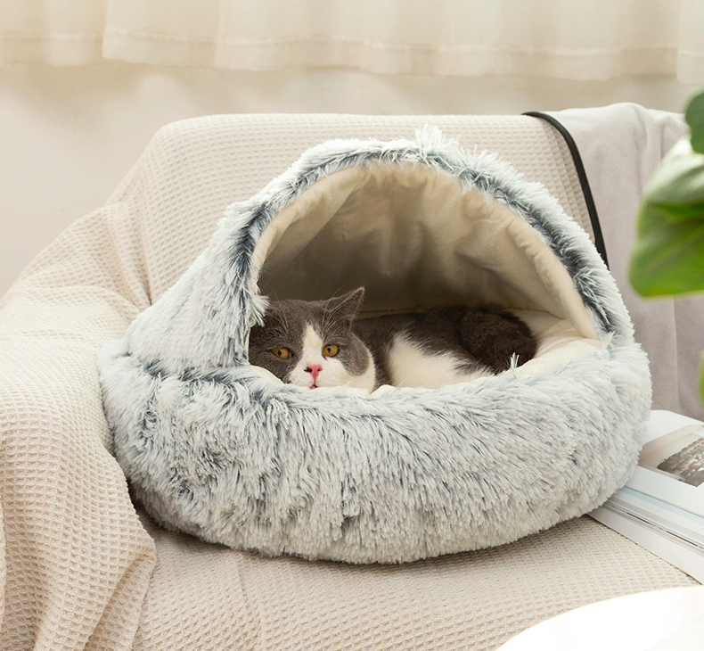 Buy Zoomies Hooded Snuggler Pet Bed Large 60cmLight Grey at Mighty Ape NZ
